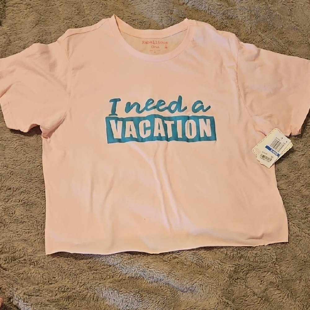Macy's Pink Graphic Tee 'I Need A Vacation'